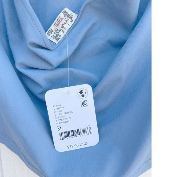 NWT Free People Intimately Still Here Halter Cami, Dusted Blue, Sz M - Picture 4 of 4